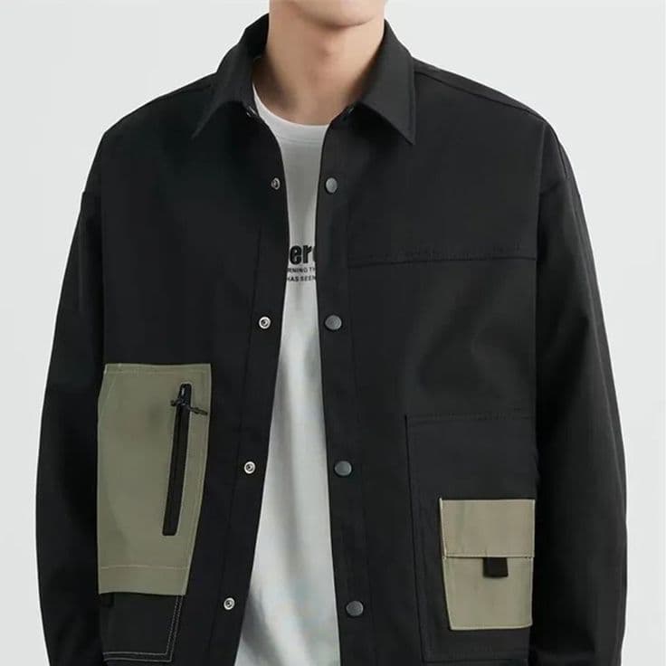 Work Black Color block Jacket